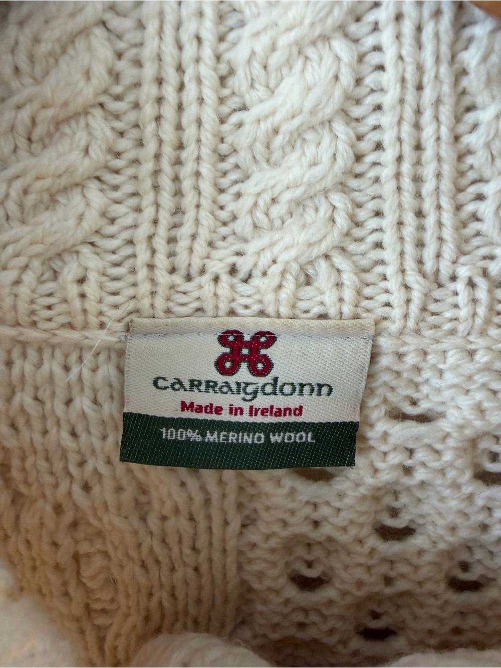 Carraigdonn Cream Cable Knit Button-Front Women’s Sweater from Ireland - Picture 6 of 7